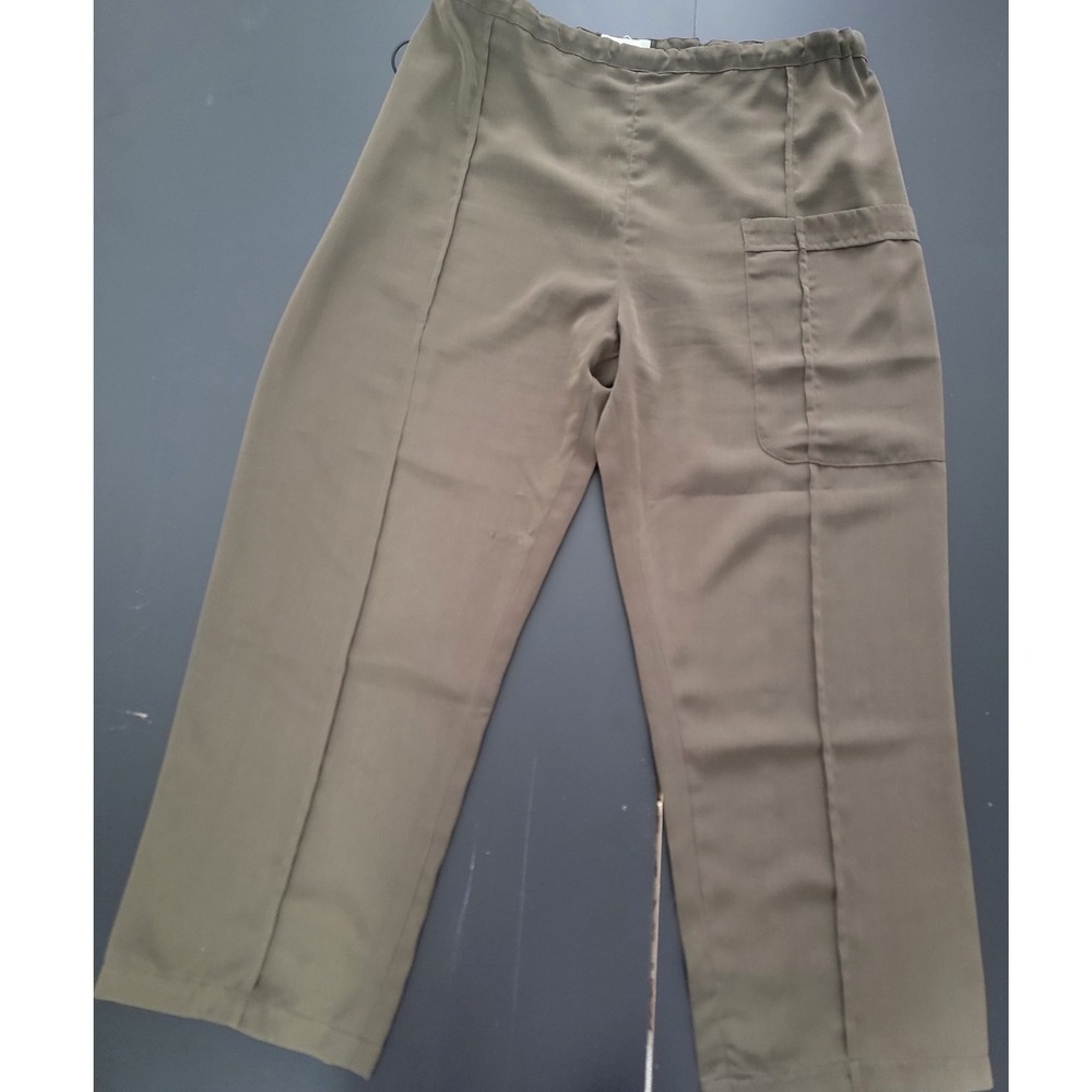 Jade Jade Jade Silk Rayon Wide Leg Cargo Pants Olive Green Drawstring Womens M